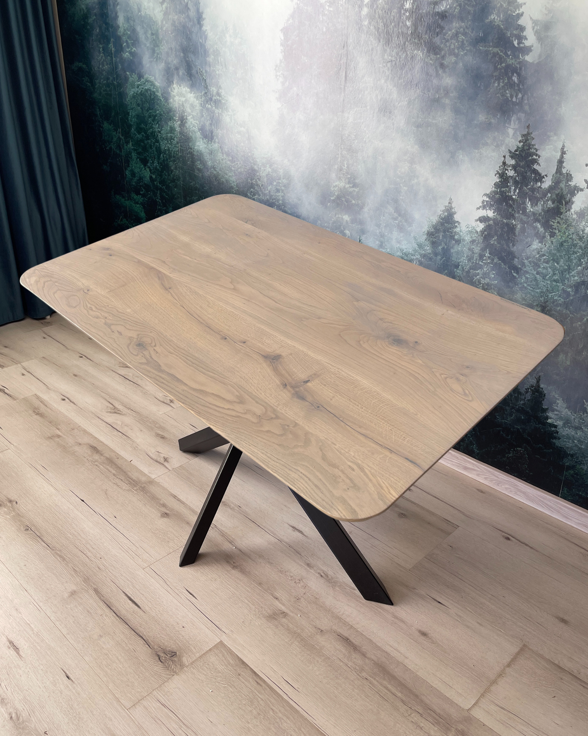 Masa de dining cu blat din stejar X983 143x88cm