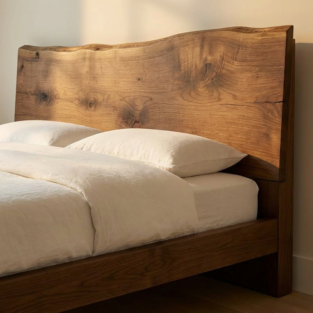 Minimal lebegő ágy pácolt tölgyfából